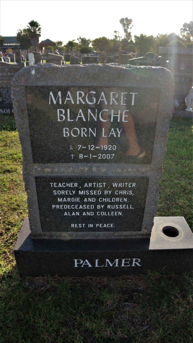PALMER Margaret Blanche nee LAY 1920-2007
