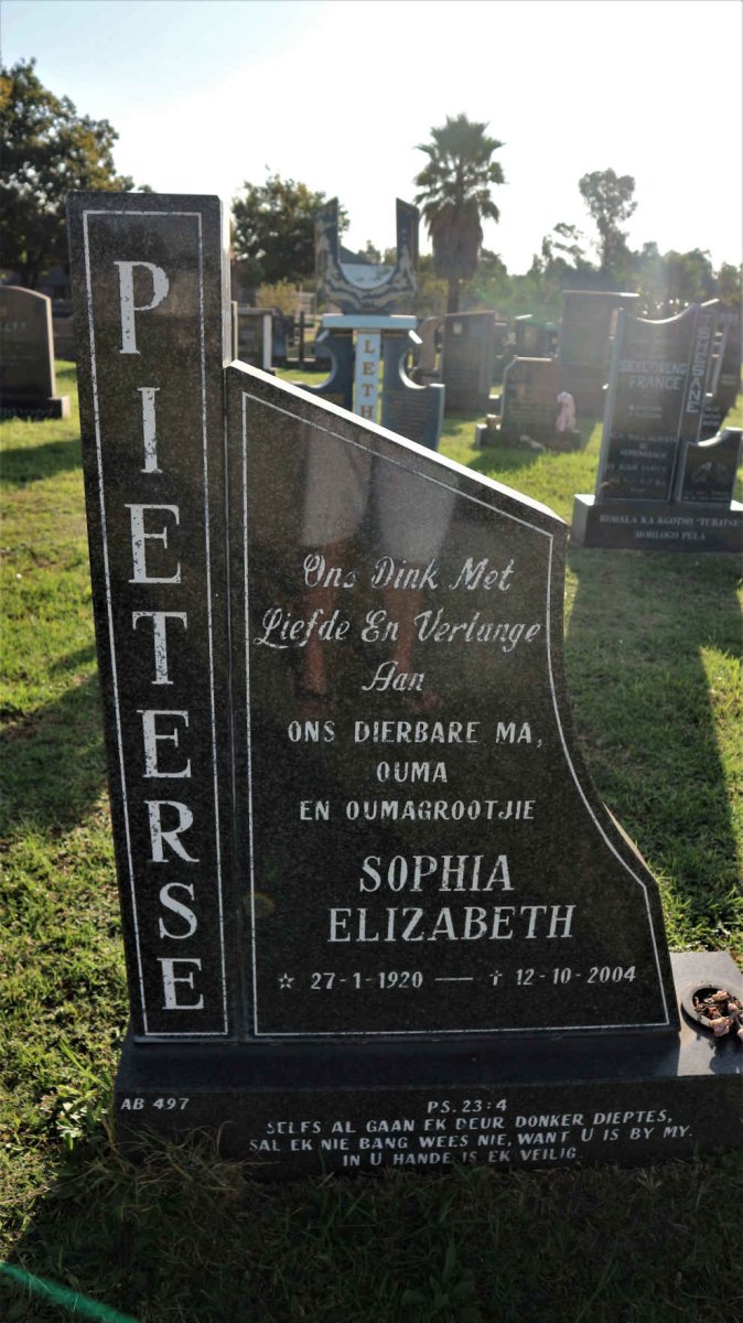PIETERSE Sophia Elizabeth 1920-2004