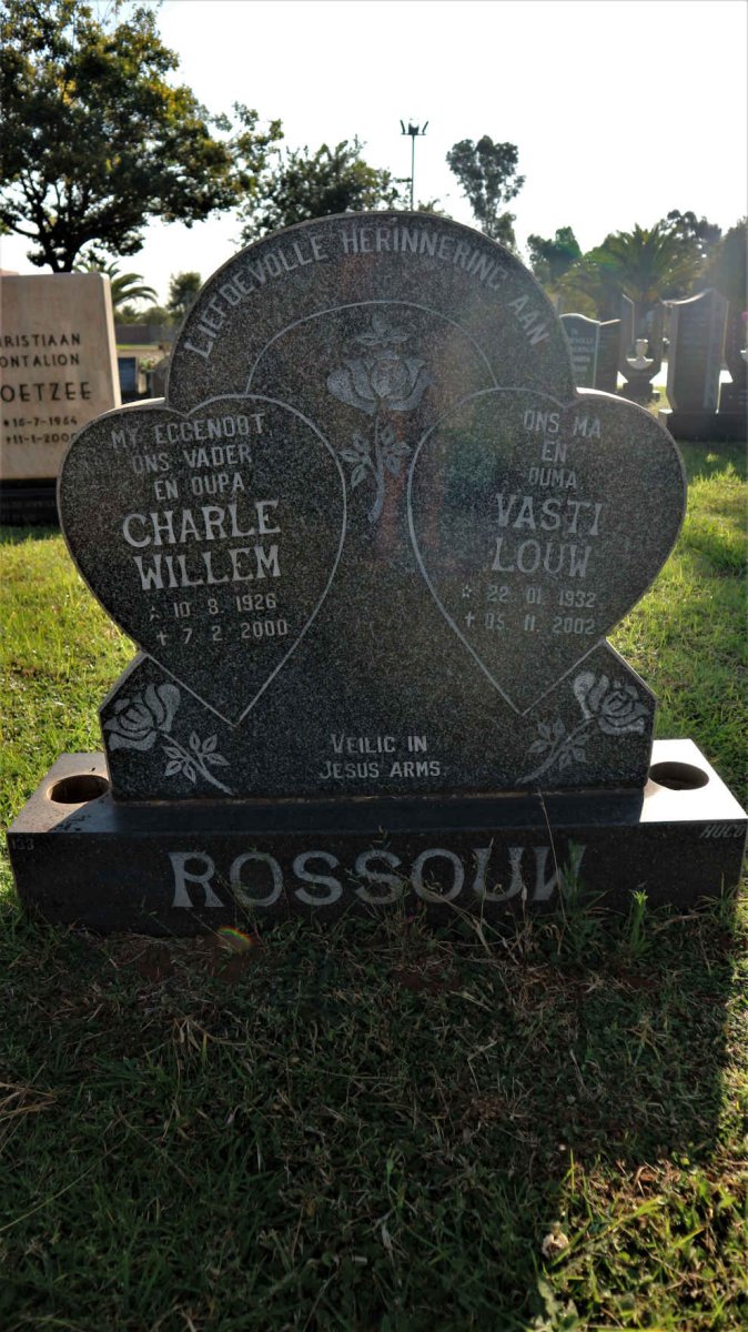 ROSSOUW Charle Willem 1926-2000 &amp; Vasti Louw 1932-2002
