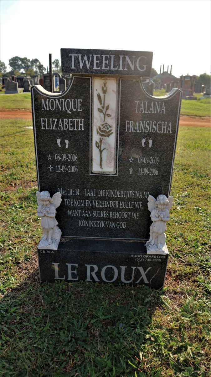ROUX Monique Elizabeth, le 2006-2006 :: LE ROUX Talana Fransischa 2006-2006