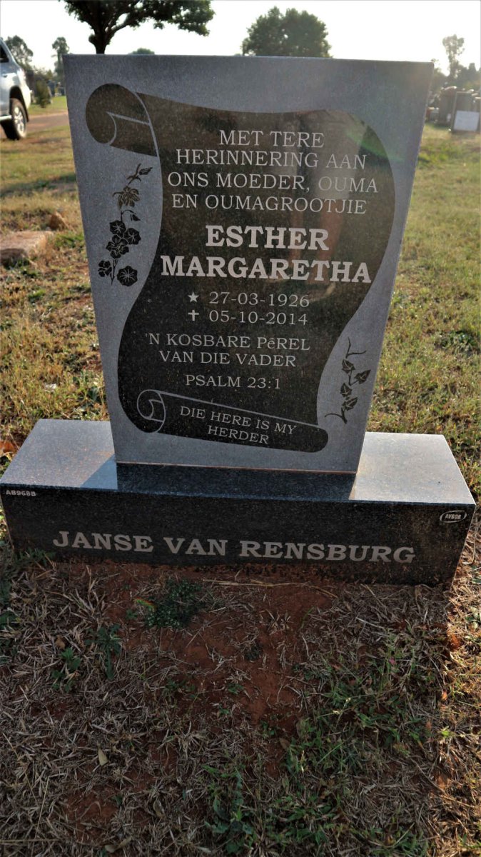 RENSBURG Esther Margaretha, Janse van 1926-2014