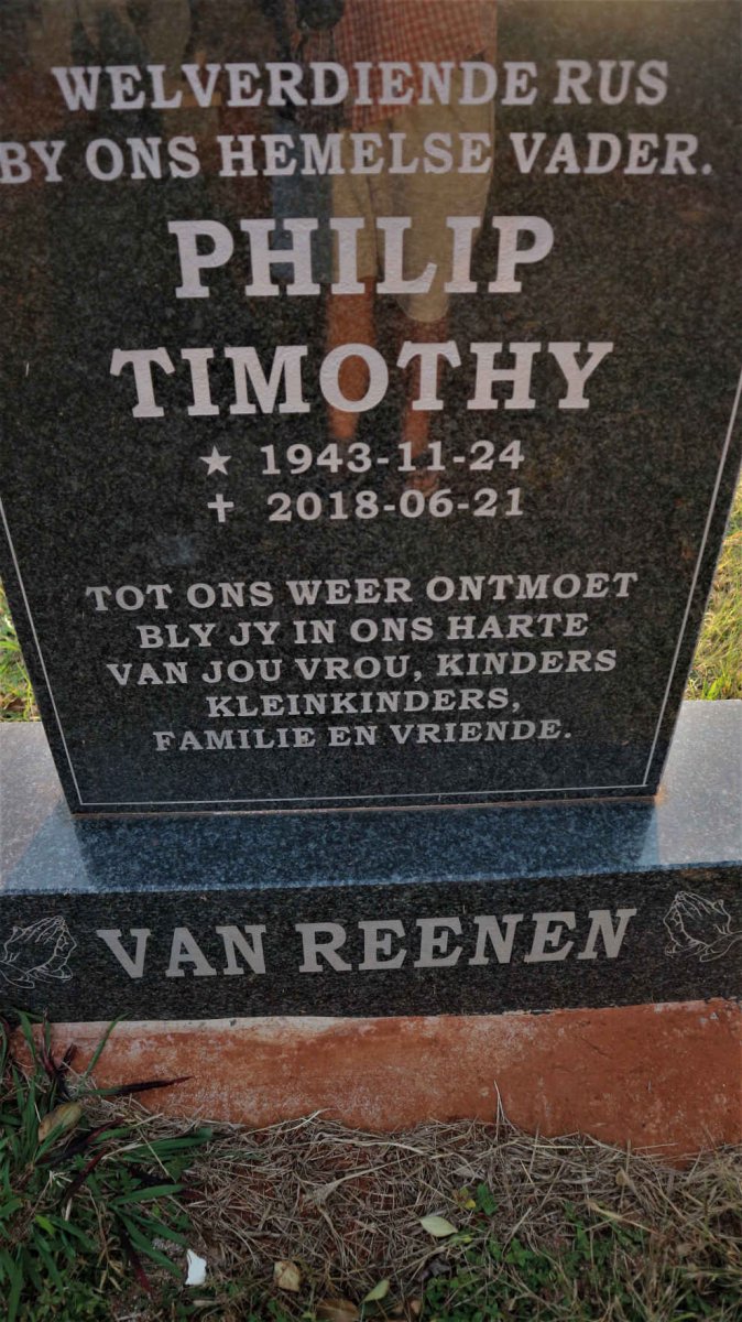 REENEN Philip Timothy, van 1943-2018
