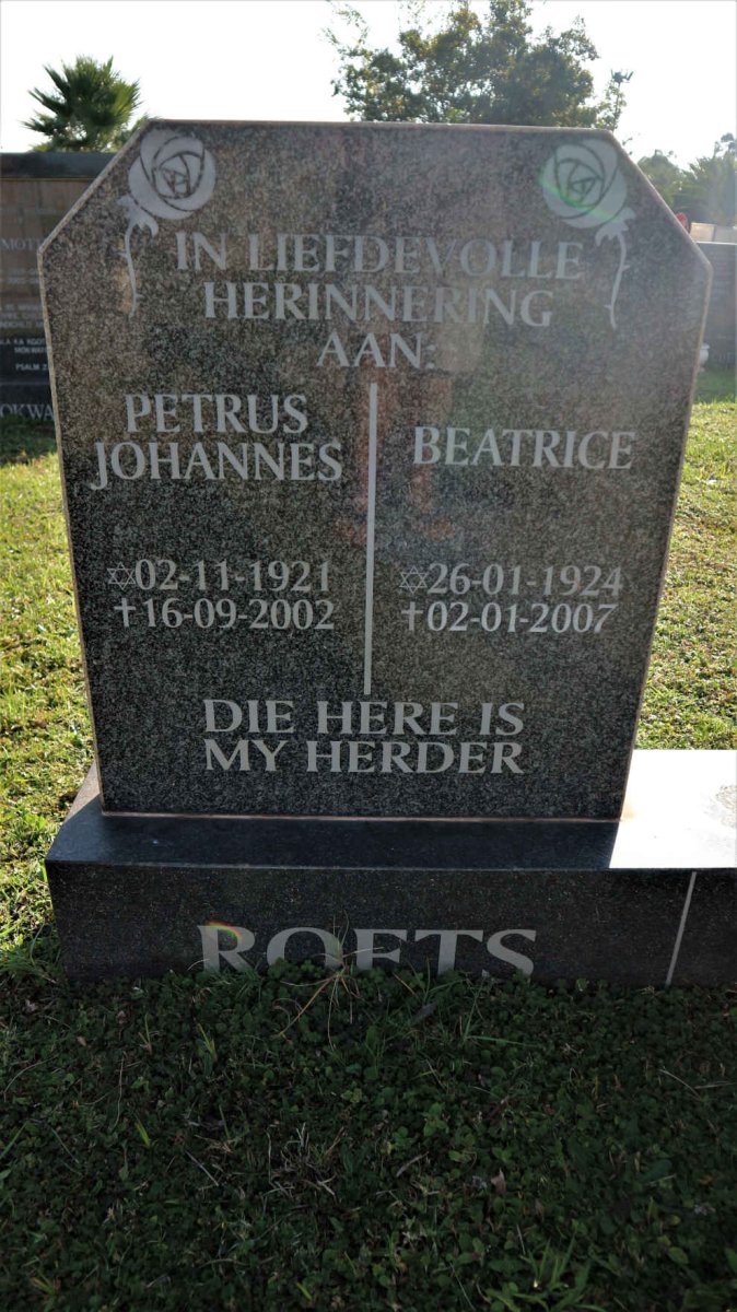 ROETS Petrus Johannes 1921-2002 &amp; Beatrice 1924-2007
