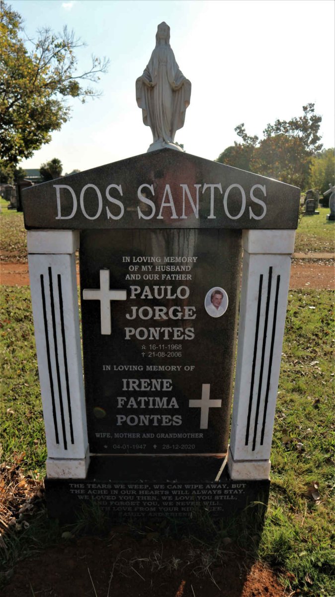 SANTOS Paulo Jorge Pontes, dos 1968-2006 &amp; Irene Fatima Pontes 1947-2020