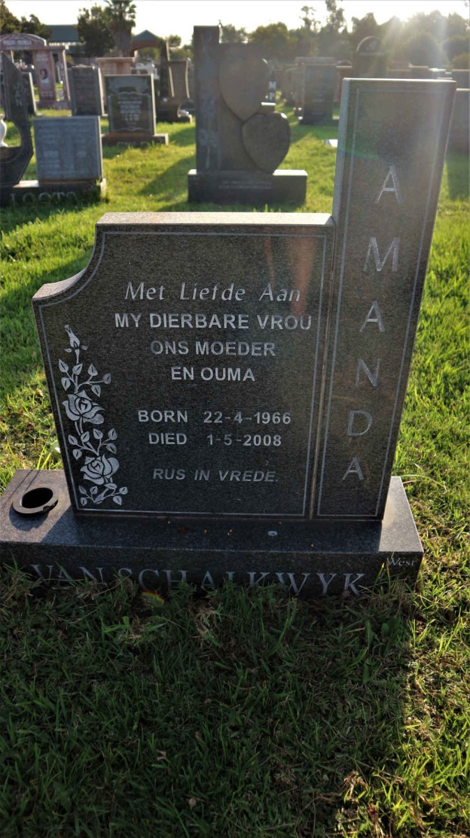 SCHALKWYK Amanda, van 1966-2008