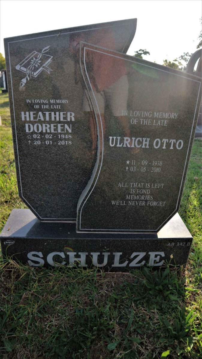 SCHULZE Ulrich Otto 1938-2010 &amp; Heather Doreen 1948-2018