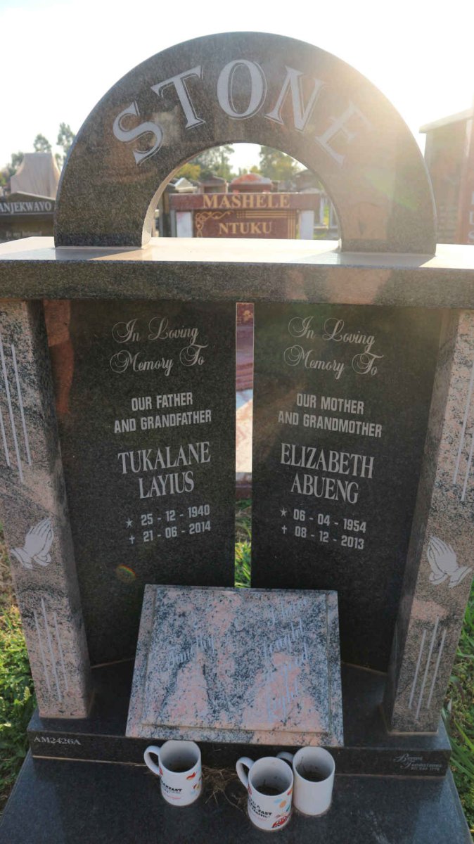STONE Tukalane Layius 1940-2014 &amp; Elizabeth Abueng 1954-2013