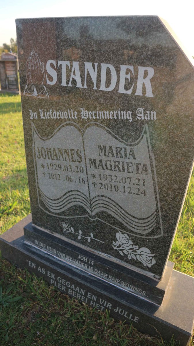 STANDER Johannes 1929-2012 &amp; Maria Magrieta 1932-2010