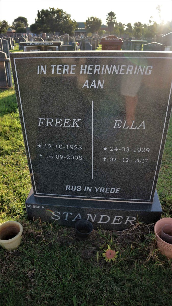 STANDER Freek 1923-2008 &amp; Ella 1929-2017