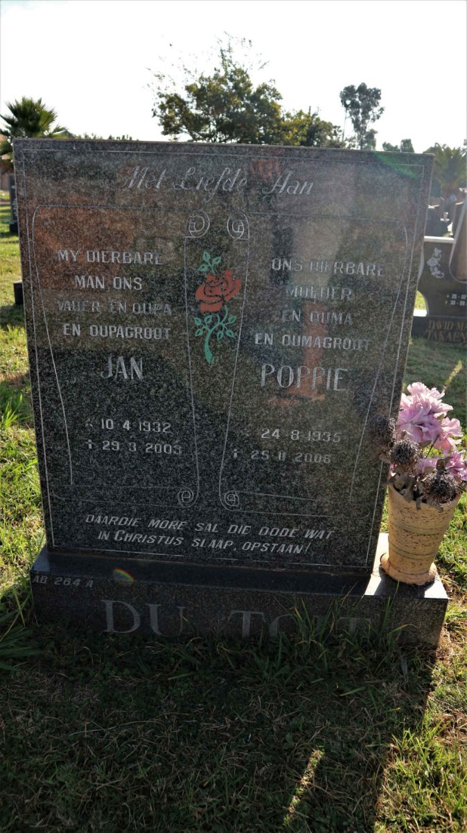 TOIT Jan, du 1932-2003 &amp; Poppie 1935-2006