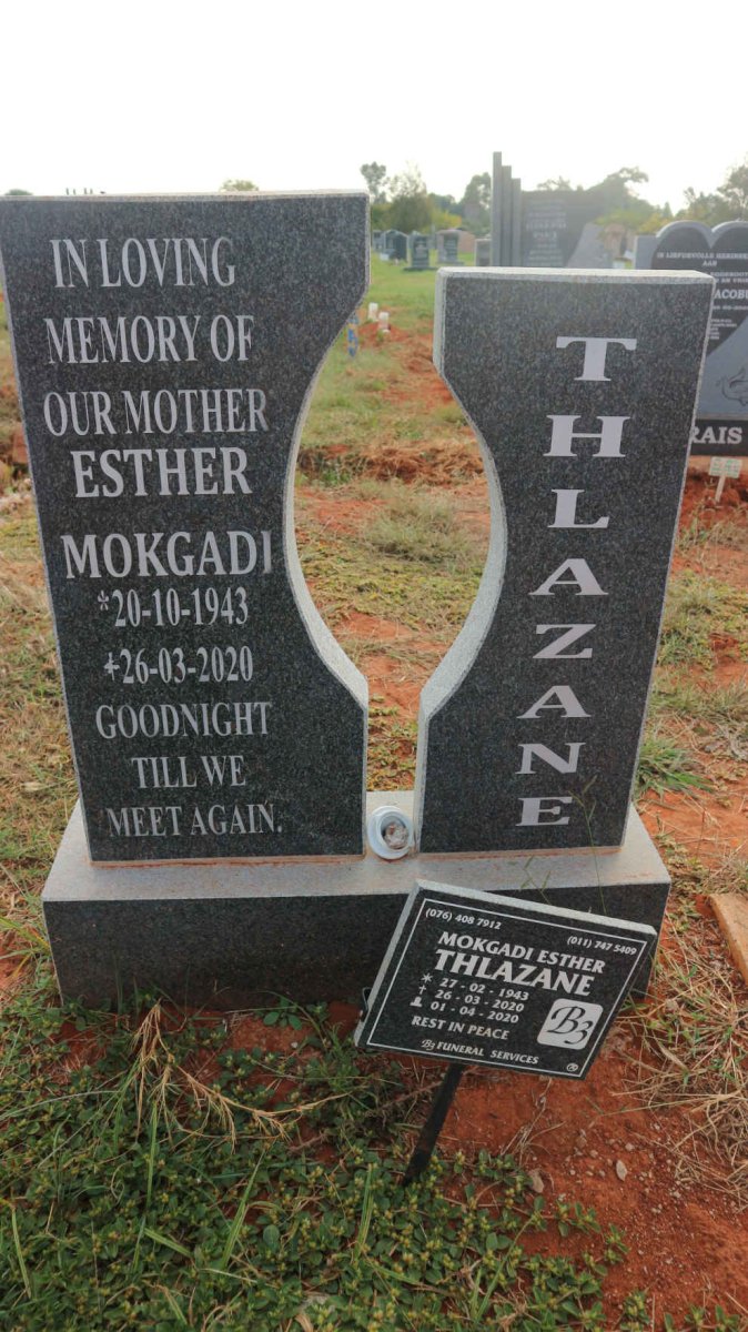 THLAZANE Mokgadi Esther 1943-2020