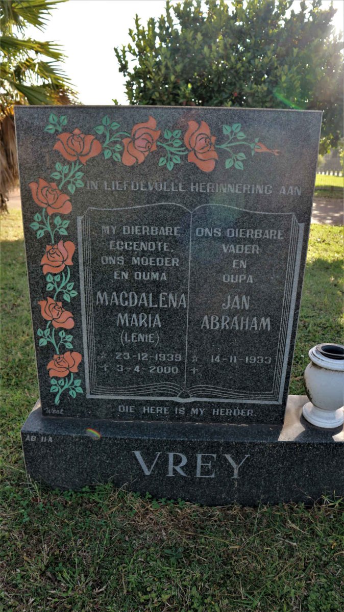 VREY Jan Abraham 1933- &amp; Magdalena Maria 1939-2000