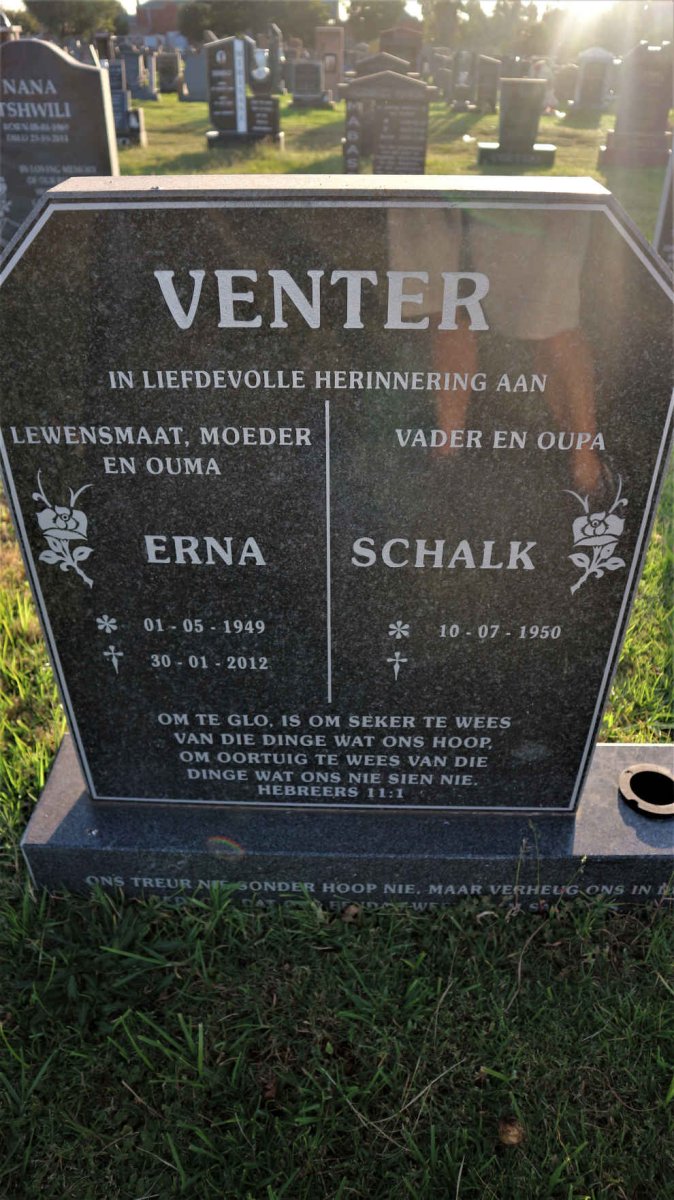 VENTER Schalk 1950- &amp; Erna 1949-2012