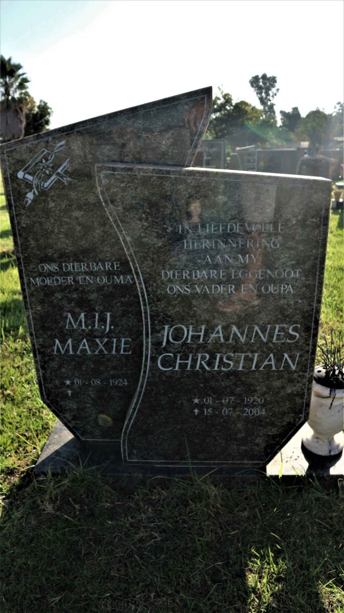 WESTHUIZEN Johannes Christian, van der 1920-2004 &amp; M.I.J. 1924-
