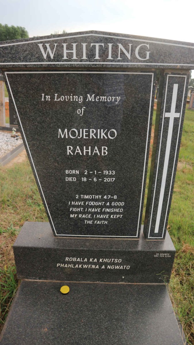 WHITING Mojeriko Rahab 1933-2017