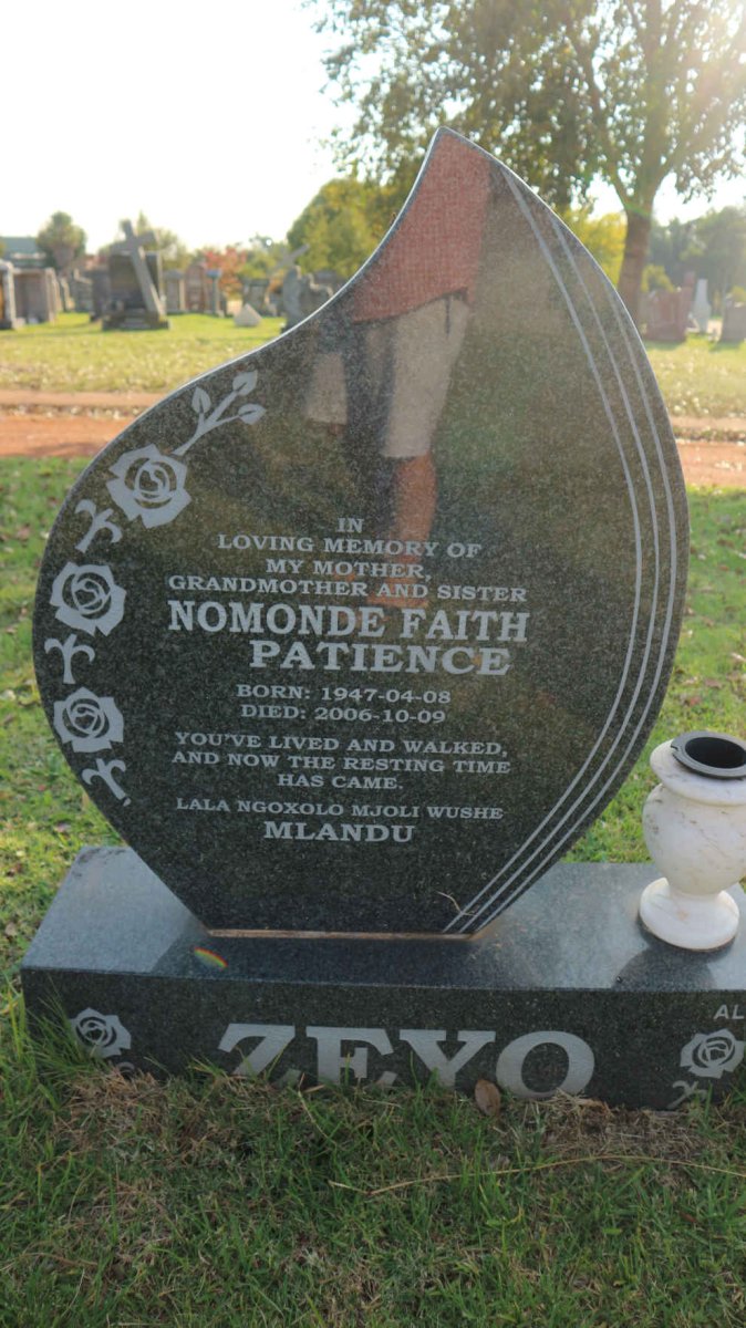 ZEYO Nomonde Faith Patience 1947-2006