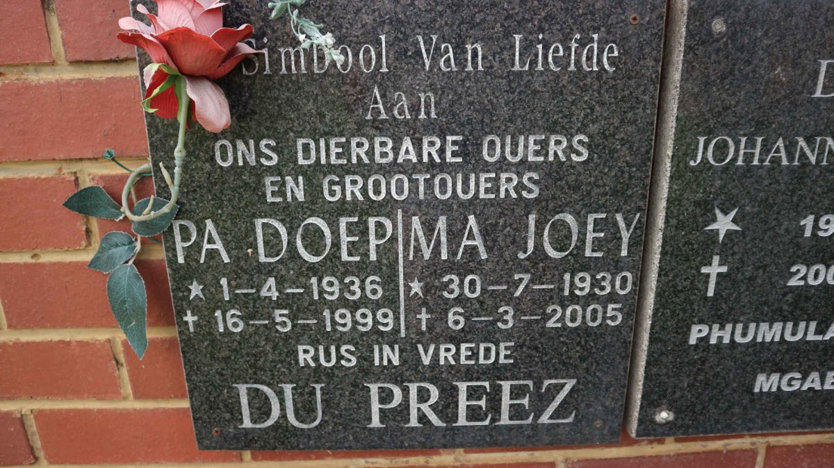 PREEZ Doep, du 1936-1999 &amp; Joey 1930-2005