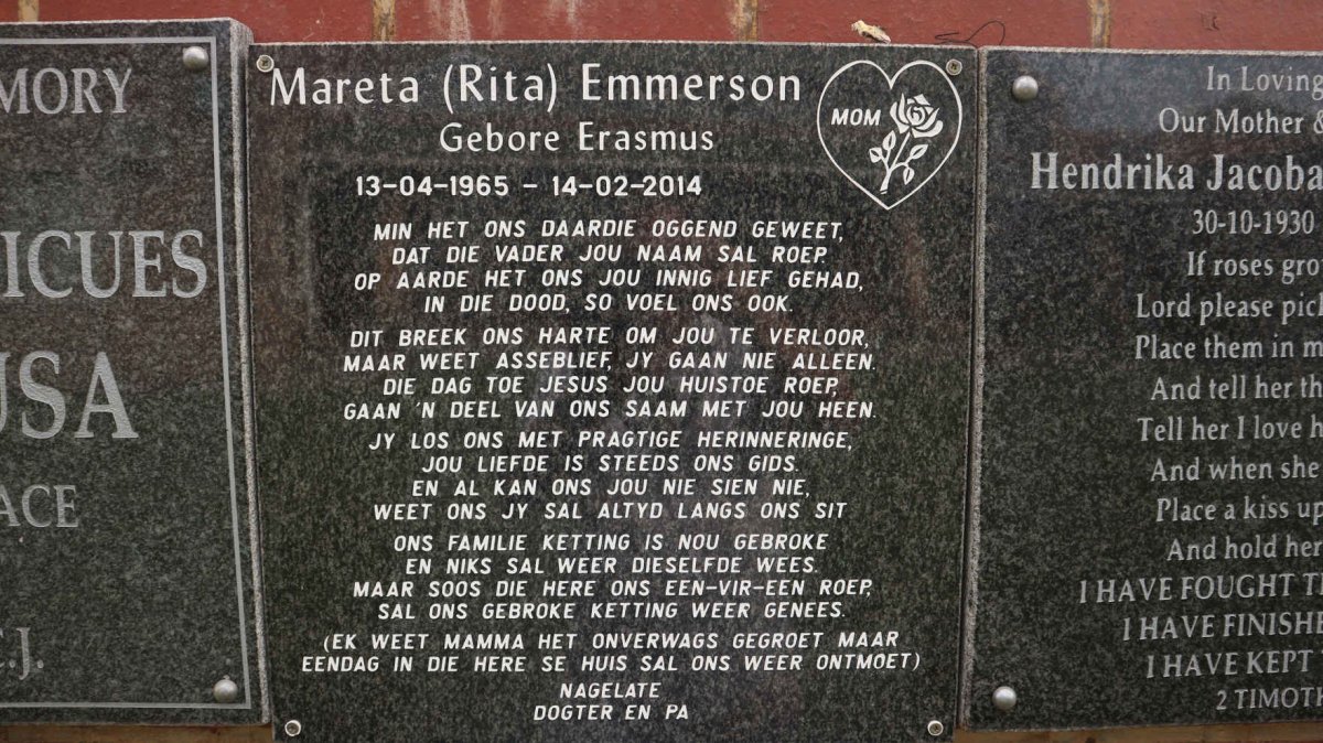 EMMERSON Mareta nee ERASMUS 1965-2014