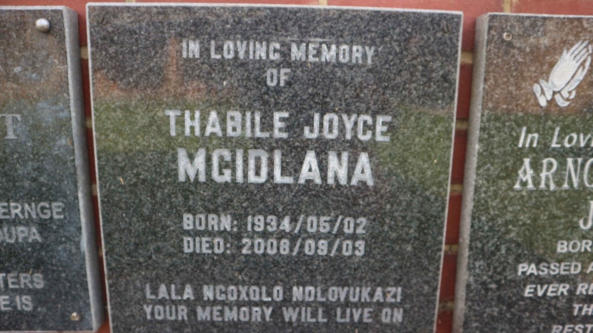 MGIDLANA Thabile Joyce 1934-2008
