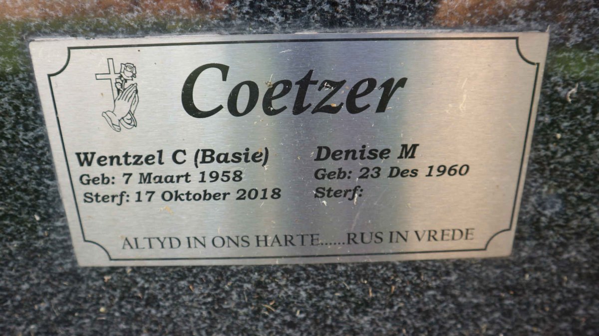 COETZER Wentzel C. 1958-2018 &amp; Denise M. 1960-
