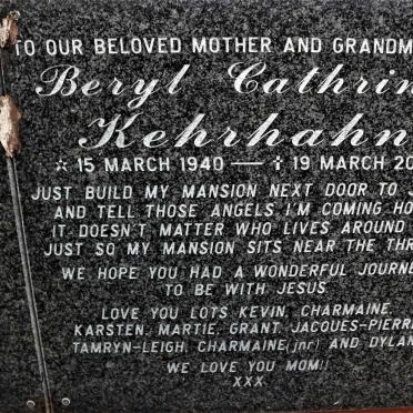 KEHRHAHN Beryl Cathrine 1940-2010
