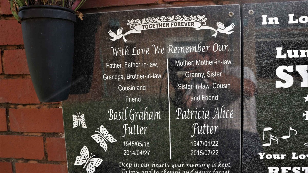 FUTTER Basil Graham 1945-2014 &amp; Patricia Alice 1947-2015