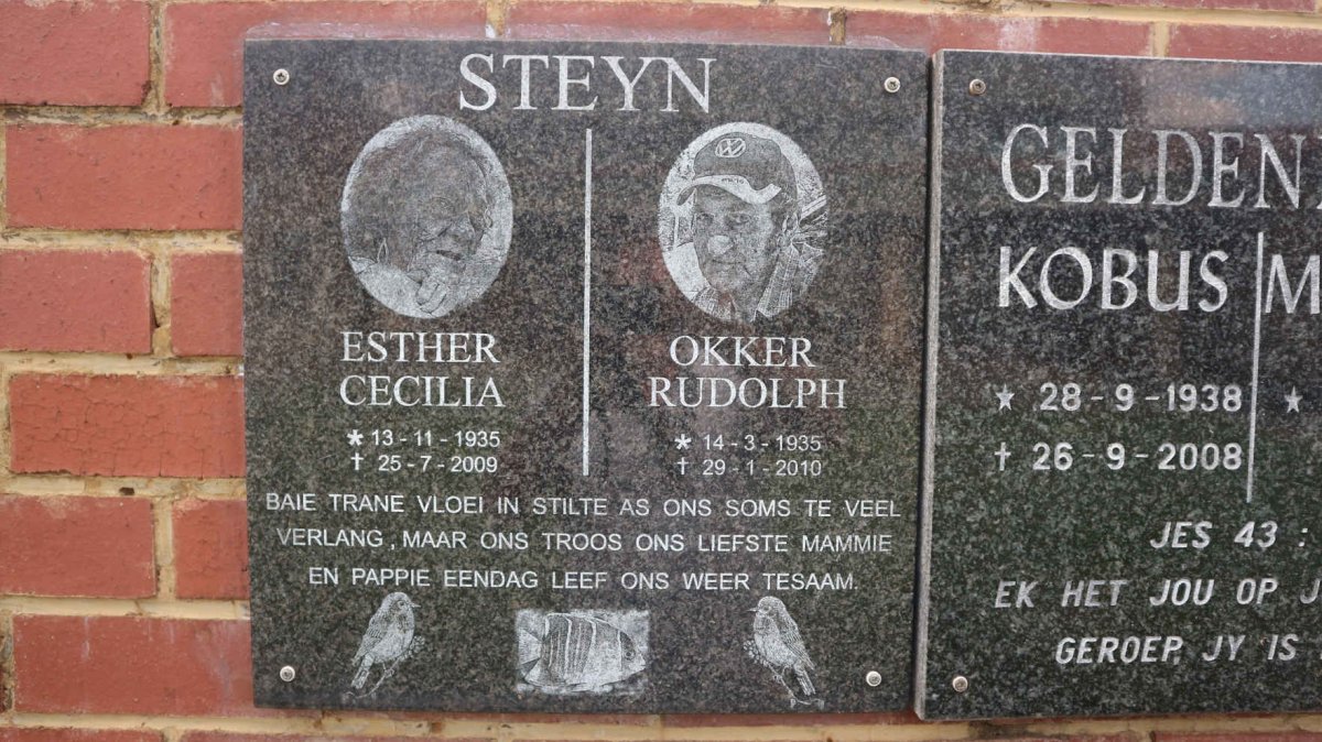 STEYN Okker Rudolph 1935-2010 &amp; Esther Cecilia 1935-2009