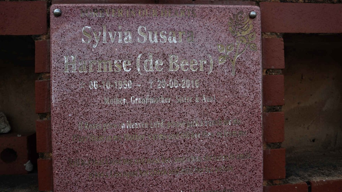 HARMSE Sylvia Susara nee DE BEER 1950-2016