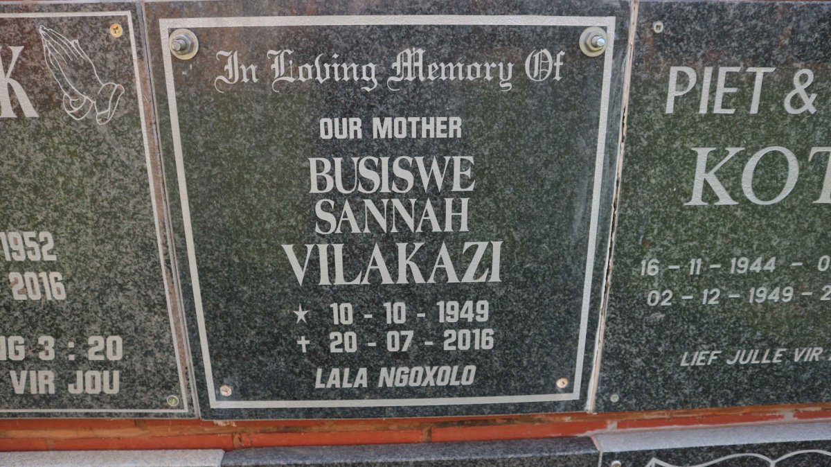 VILAKAZI Busiswe Sannah 1949-2016