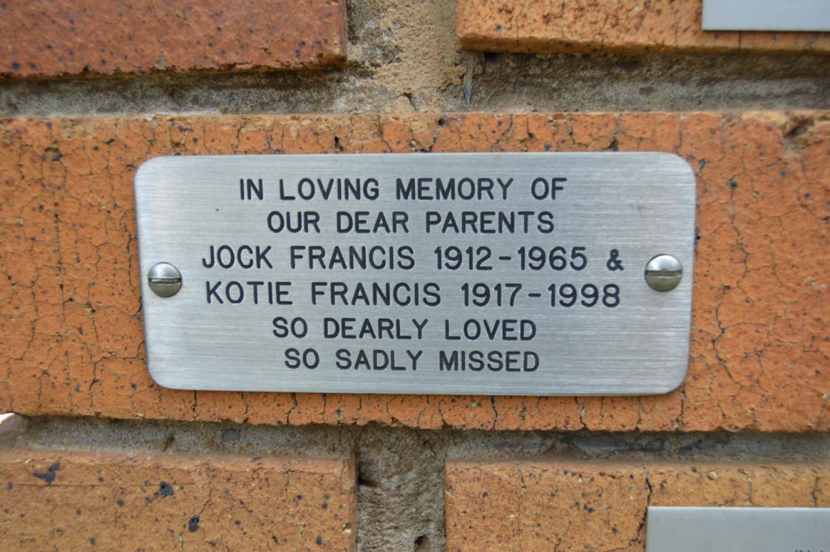 FRANCIS Jock 1912-1965 &amp; Kotie 1917-1998