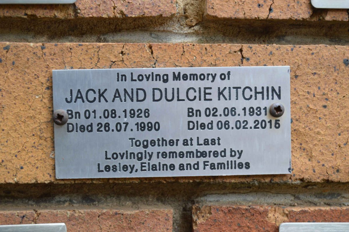 KITCHIN Jack 1926-1990 &amp; Dulcie 1931-2015