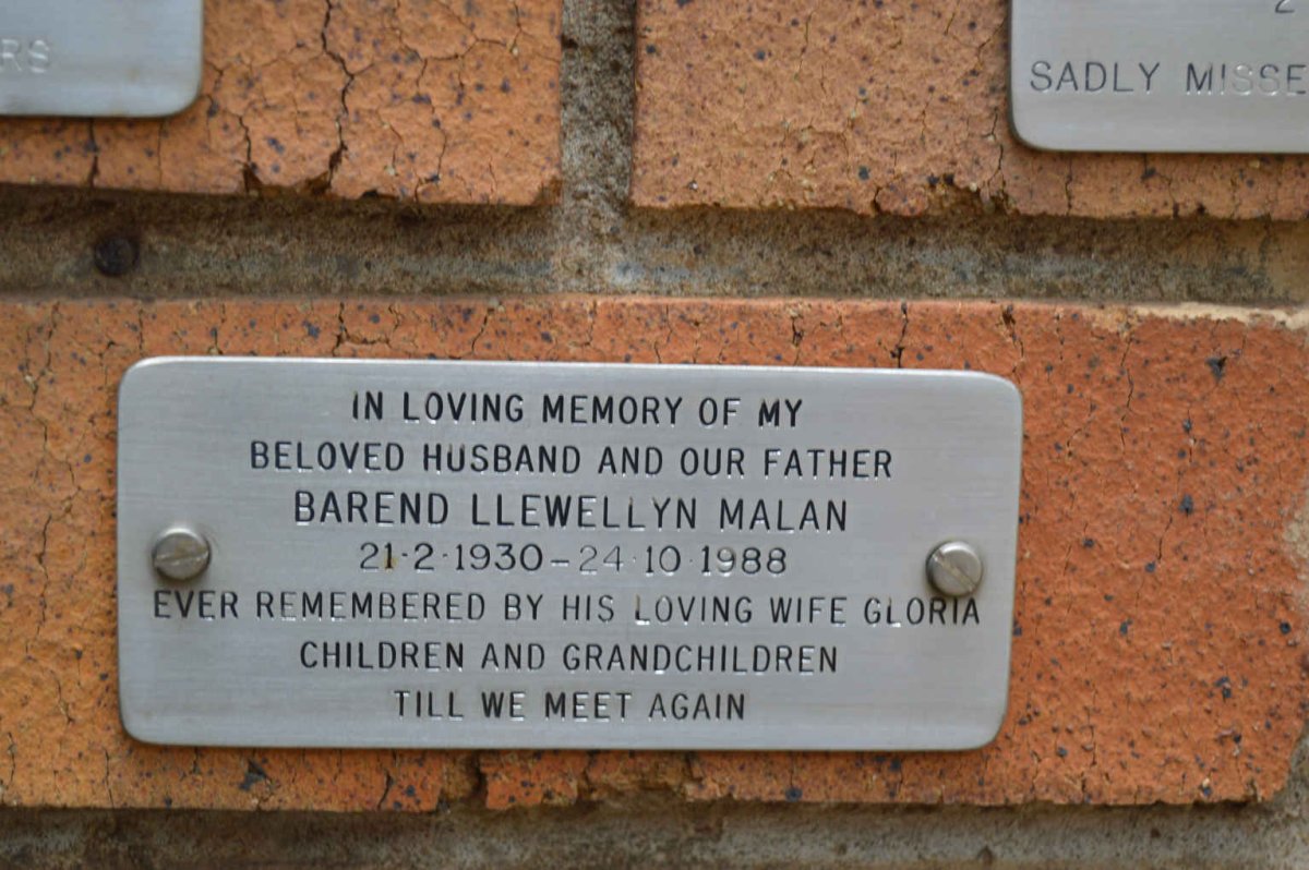 MALAN Barend Llewellyn 1930-1988