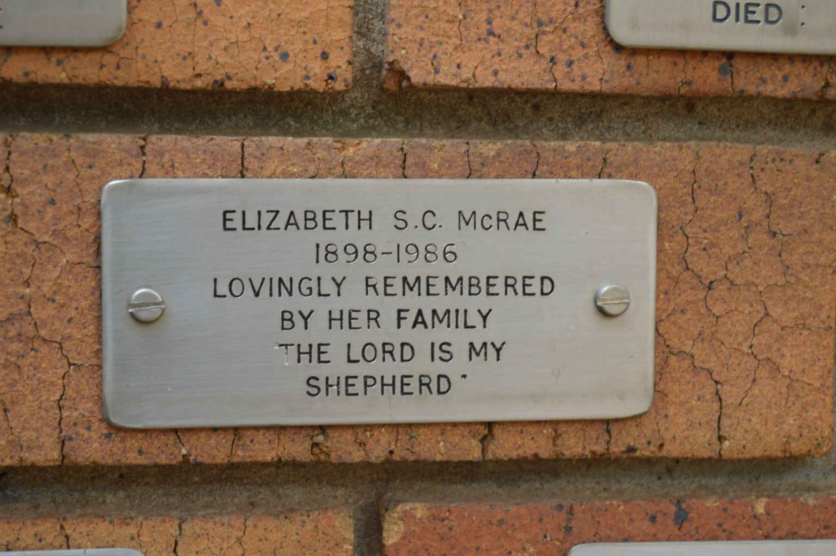 McRAE Elizabeth S.C. 1898-1986