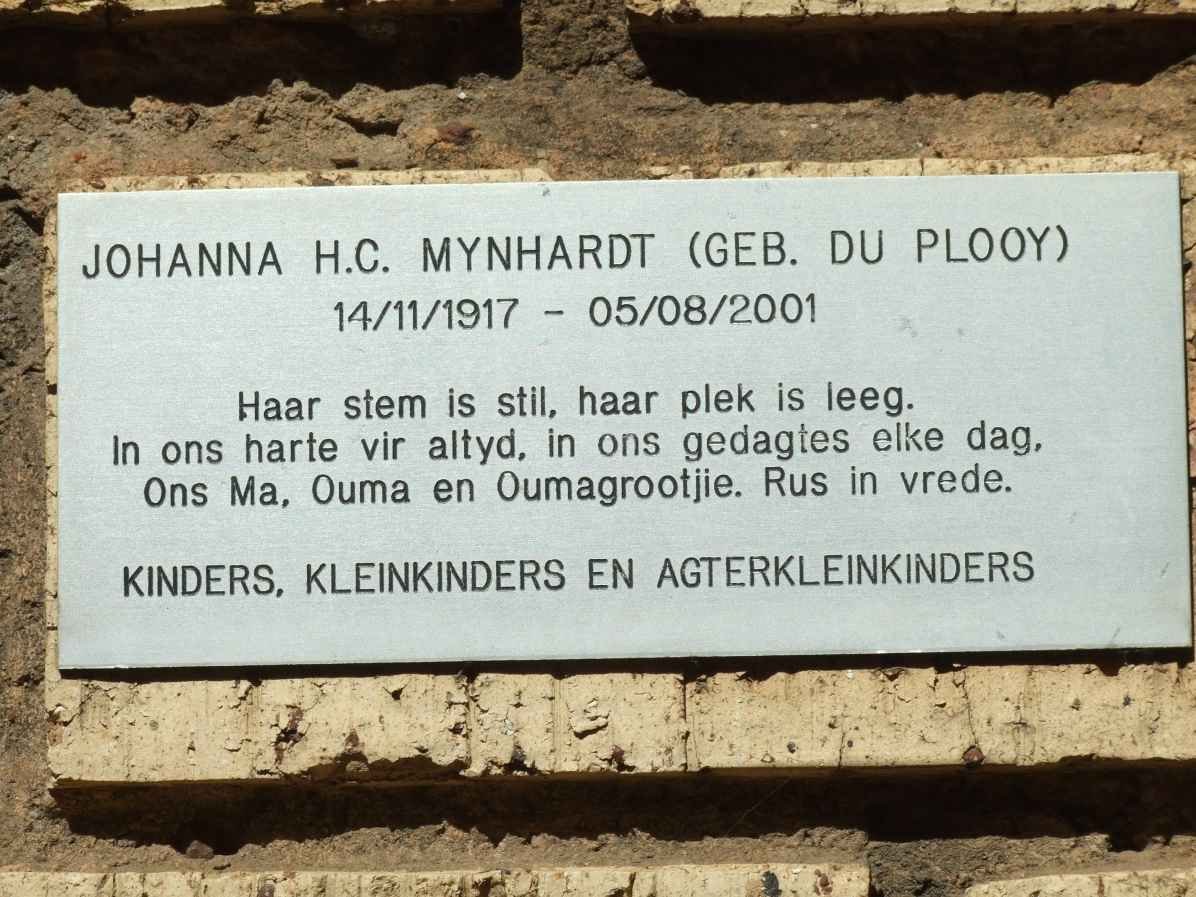 MYNHARDT Johanna H.C. nee DU PLOOY 1917-2001