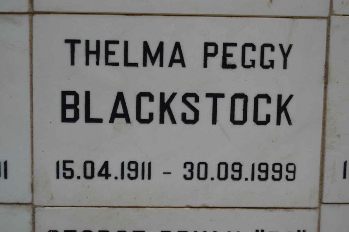 BLACKSTOCK Thelma Peggy 1911-1999