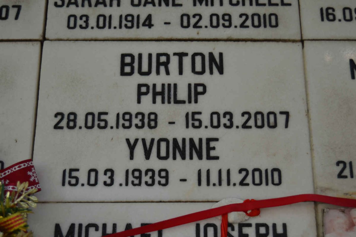 BURTON Philip 1938-2007 &amp; Yvonne 1939-2010