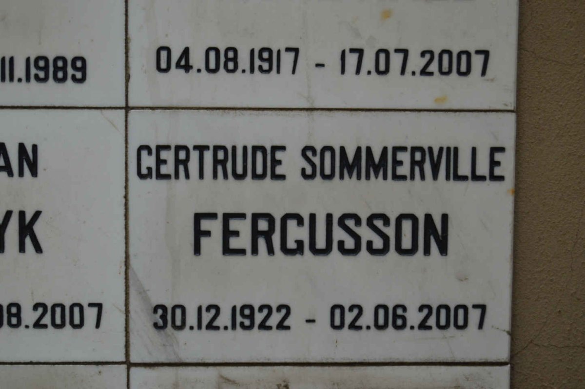 FERGUSSON Gertrude Sommerville 1922-2007