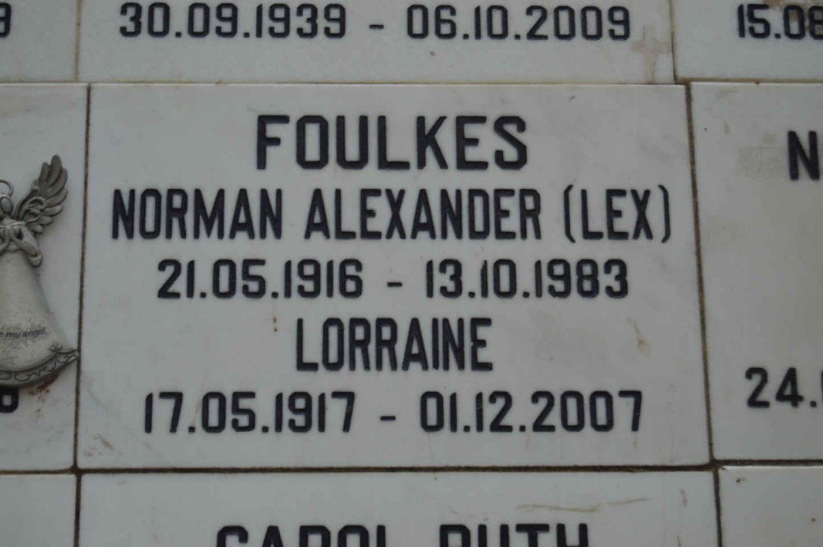FOULKES Norman Alexander 1916-1983 &amp; Lorraine 1917-2007