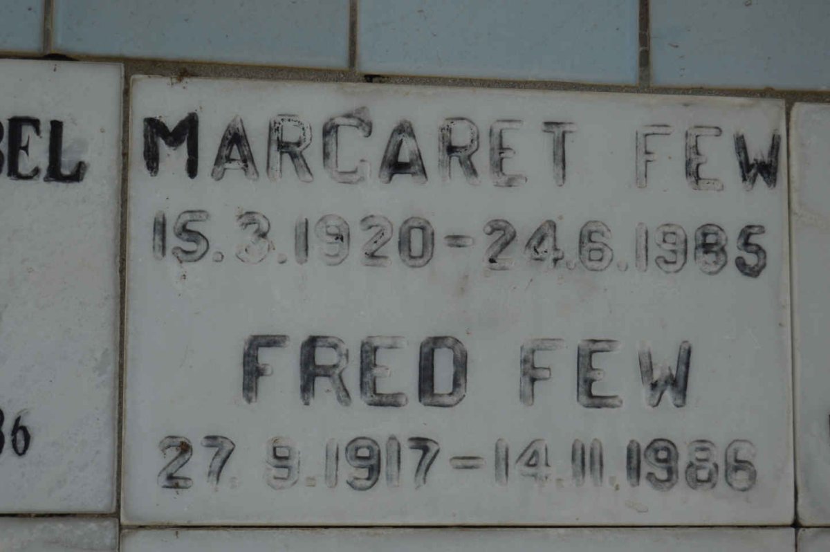 FEW Fred 1917-1986 &amp; Margaret 1920-1985