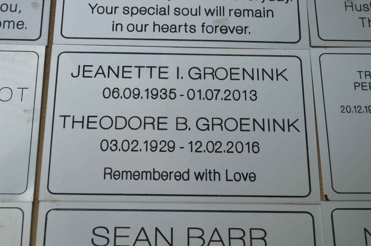 GROENINK Theodore B. 1929-2016 &amp; Jeanette I. 1935-2013