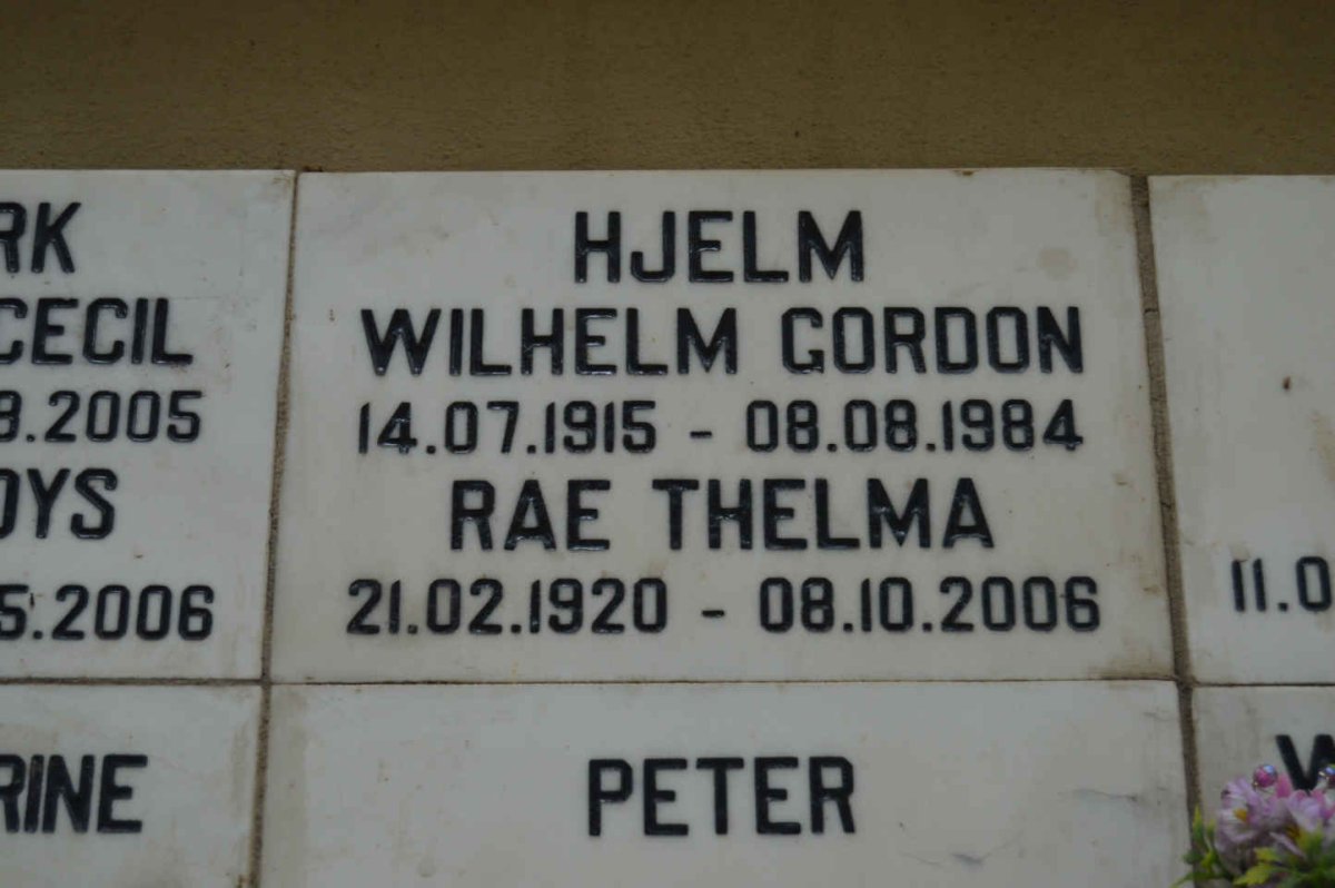 HJELM Wilhelm Gordon 1915-1984 &amp; Rae Thelma 1920-2006