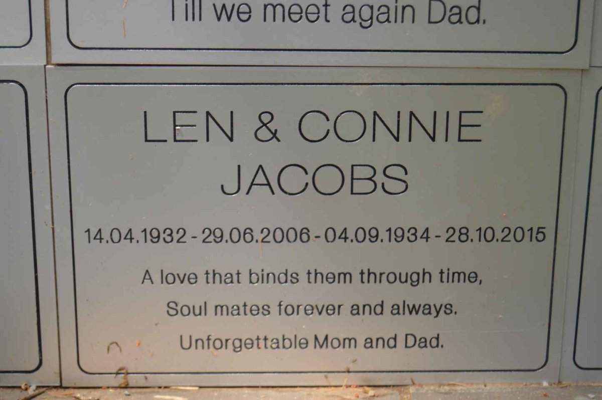 JACOS Len 1932-2006 &amp; Connie 1934-2015
