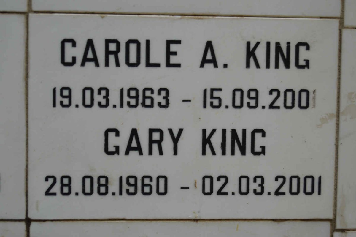 KING Gary 1960-2001 &amp; Carole A. 1963-2001