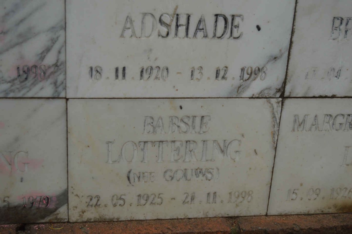 LOTTERING Babsie nee GOUWS 1925-1998