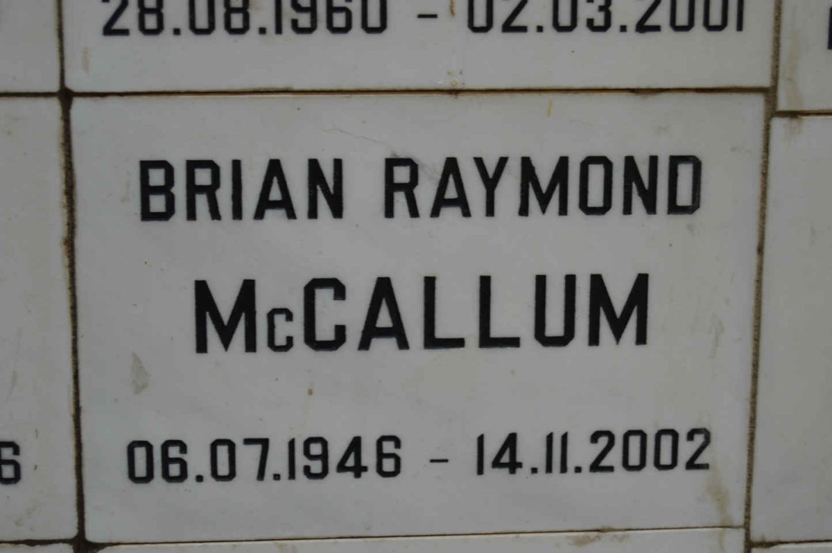 McCALLUM Brian Raymond 1946-2002