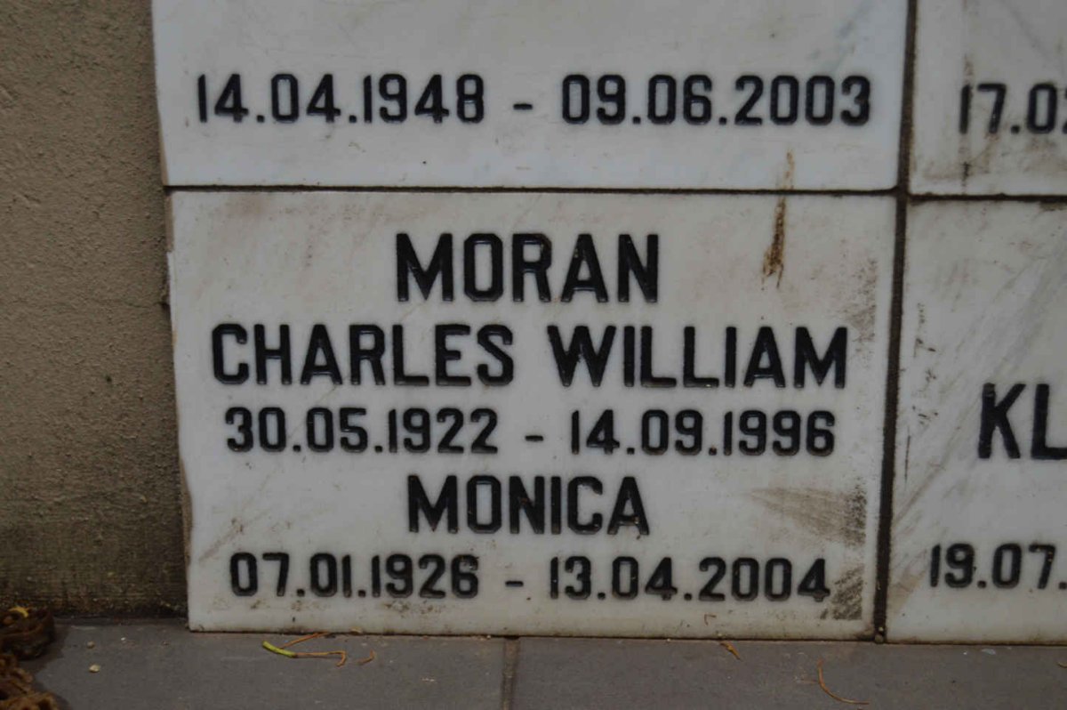 MORAN Charles William 1922-1996 &amp; Monica 1926-2004