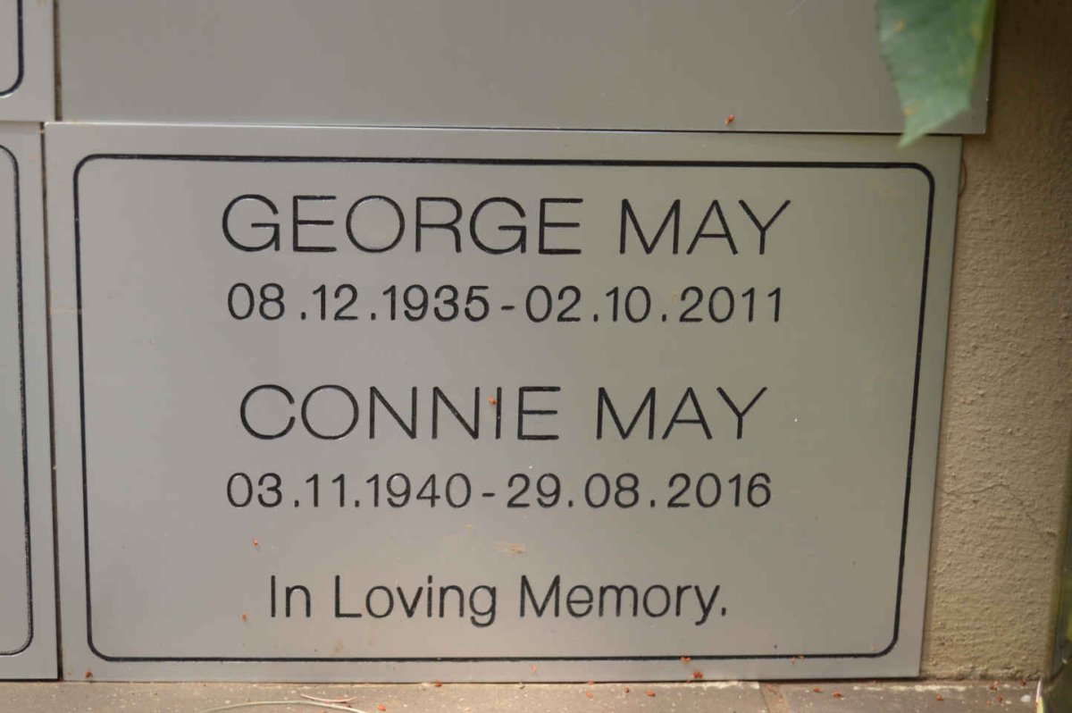 MAY George 1935-2011 &amp; Connie 1940-2016