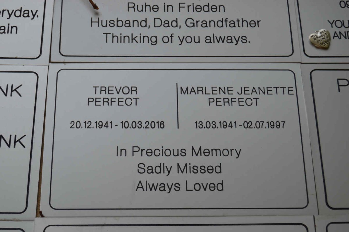 PERFECT Trevor 1941-2016 &amp; Marlene Jeanette 1941-1997