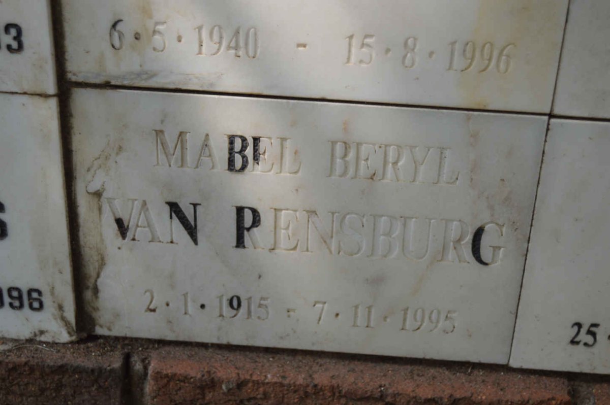 RENSBURG Mabel Beryl, van 1915-1995