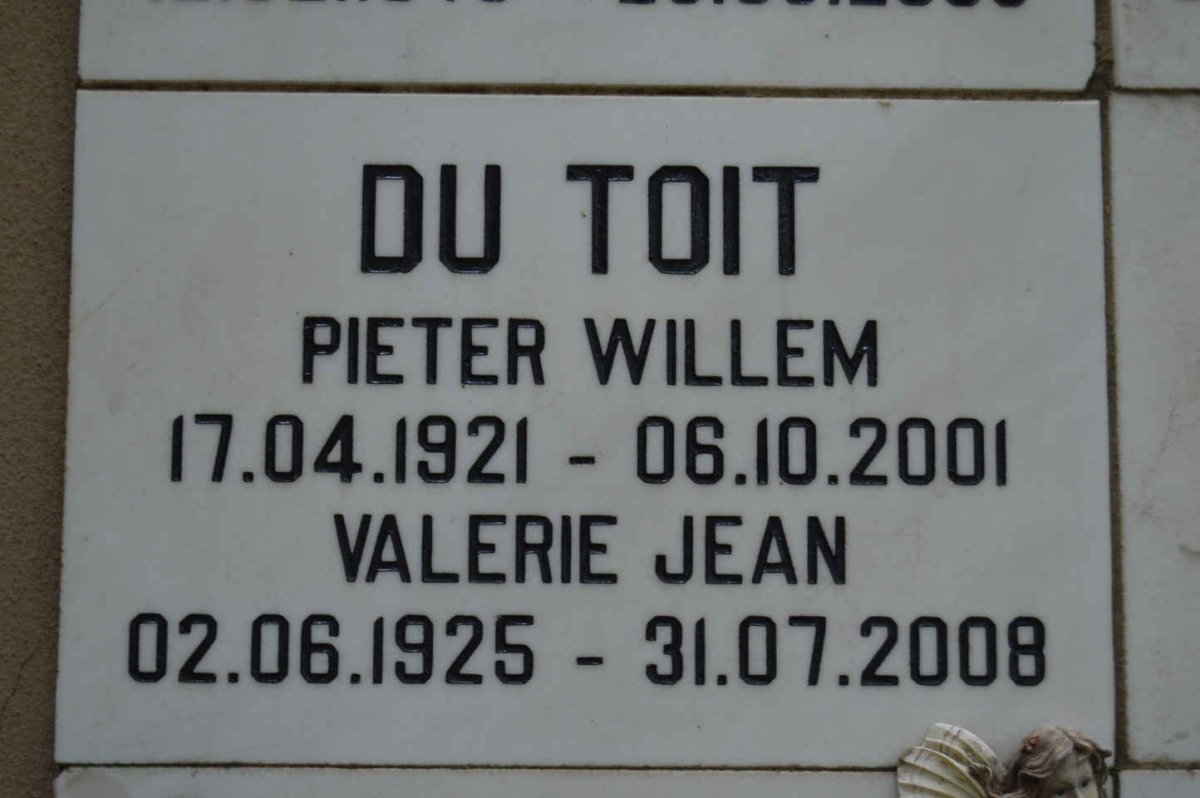 TOIT Pieter Willem, du 1921-2001 &amp; Valerie Jean 1925-2008